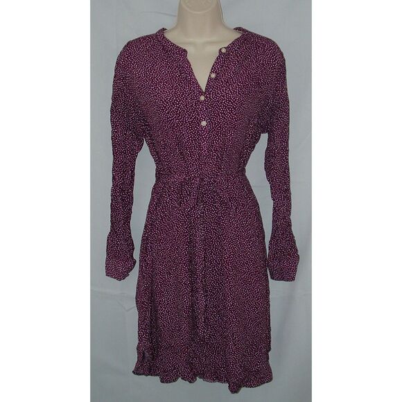 GAP Purple Polka Dot Sz Medium Maternity Knee Length Pullover Dress Pockets - Picture 1 of 3